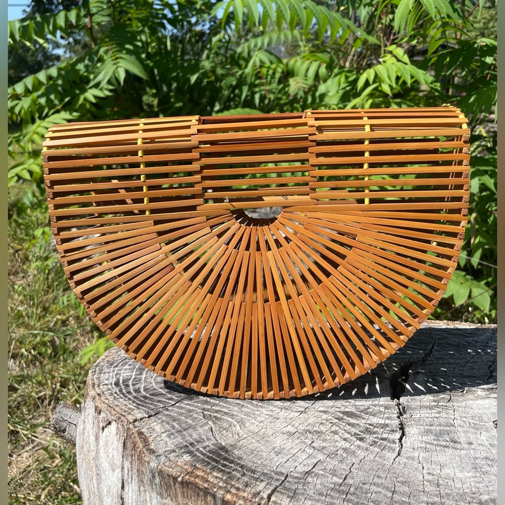 Vintage Bamboo Half-Moon Cage Bag - Picture 14 of 16